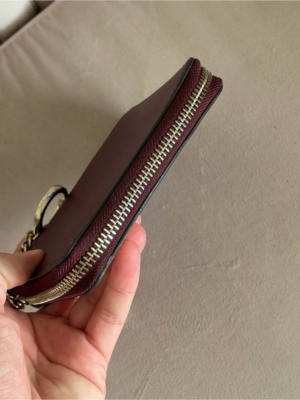 Kate Spade WLRU5425 Burgundy Blush Saffiano Leather Zip Around Bifold Wallet